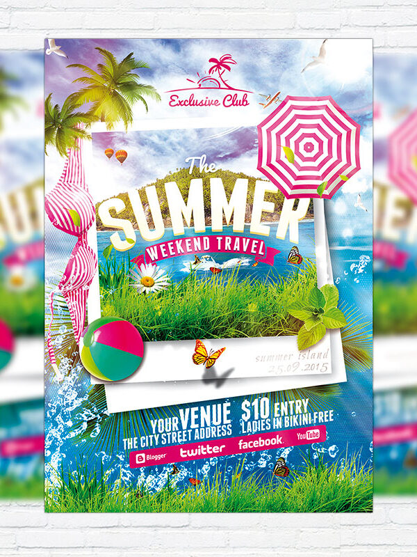 The Summer Weekend Travel - Premium Flyer Template + Facebook Cover