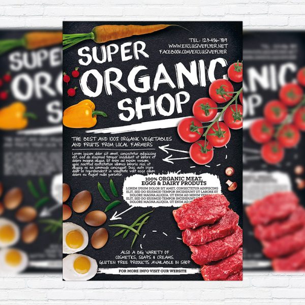 Organic Shop - Premium Business Flyer PSD Template + Facebook Cover