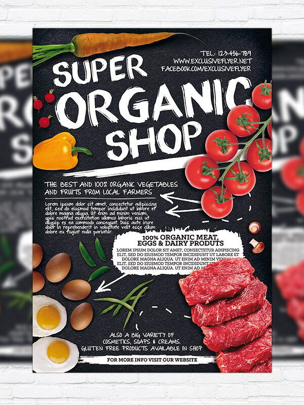 Organic Shop - Premium Business Flyer PSD Template + Facebook Cover