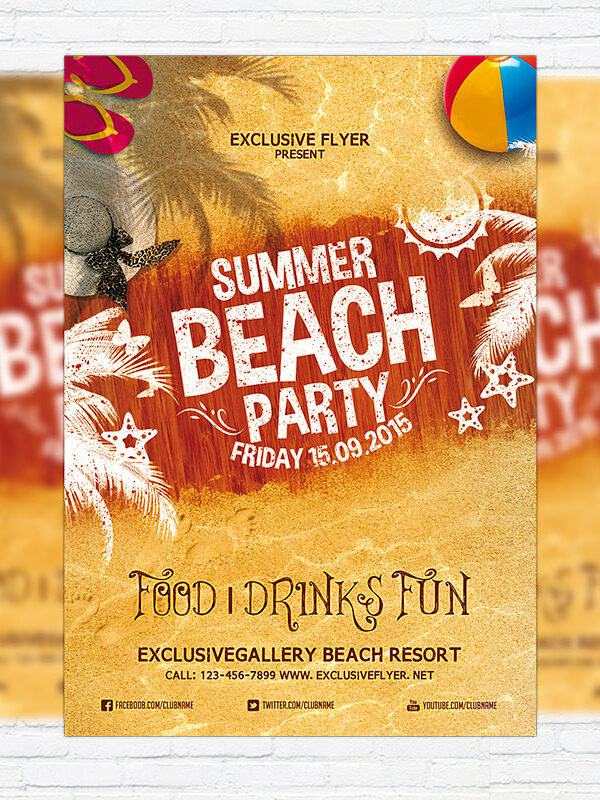 Summer Beach Party Vol.4 - Premium Flyer Template + Facebook Cover