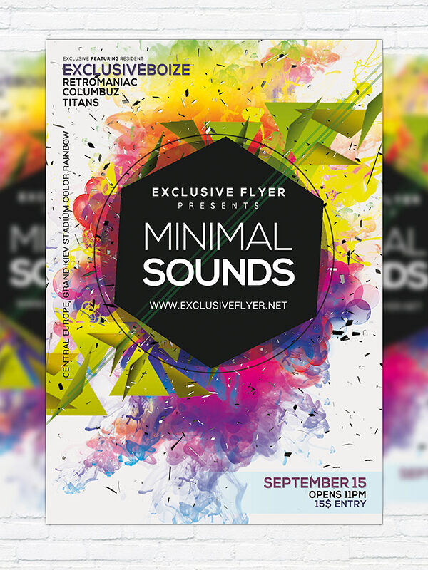 Minimal Sounds - Premium Flyer Template + Facebook Cover