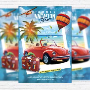 Summer Vacation Tour - Premium Flyer Template + Facebook Cover