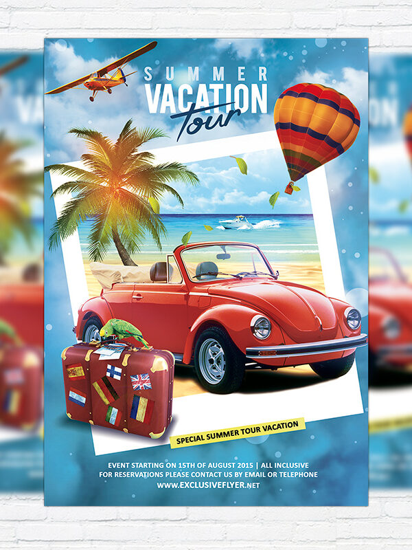 Summer Vacation Tour - Premium Flyer Template + Facebook Cover