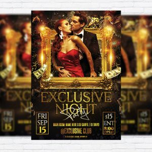 Exclusive Night Party - Premium Flyer Template + Facebook Cover