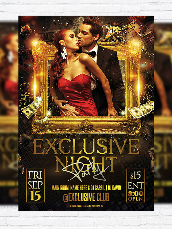 Exclusive Night Party - Premium Flyer Template + Facebook Cover