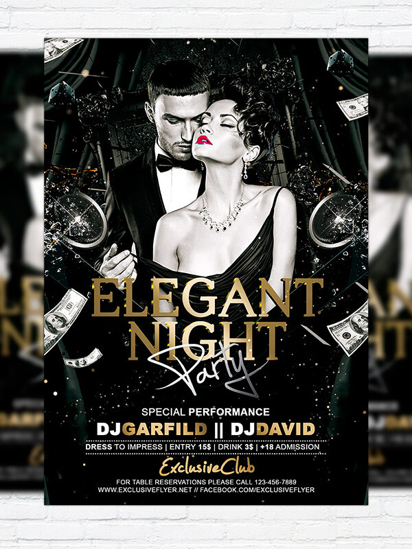 Elegant Night Party - Premium Flyer Template + Facebook Cover