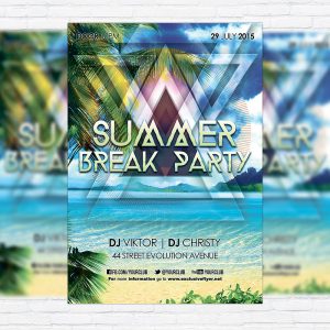 Summer Break Party - Premium Flyer Template + Facebook Cover