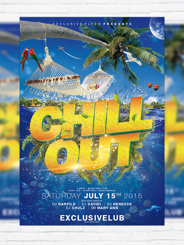 Chill Out Party - Premium Flyer Template + Facebook Cover