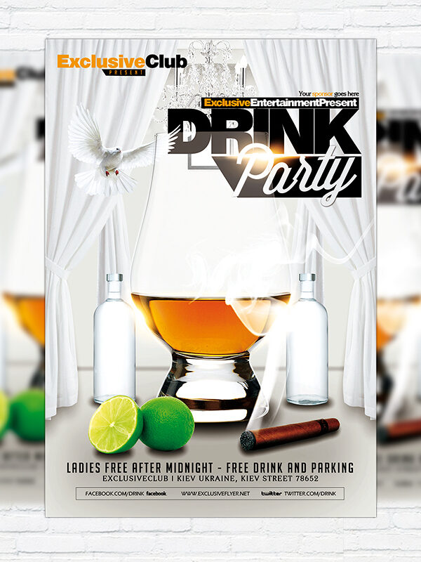 Drink Party - Premium Flyer Template + Facebook Cover