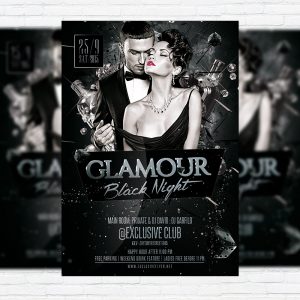 Glamour Black Night - Premium Flyer Template + Facebook Cover