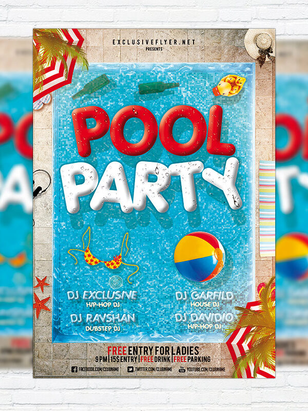 Pool Party - Premium Flyer Template + Facebook Cover