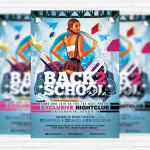 Back 2 School Party - Premium Flyer Template + Facebook Cover