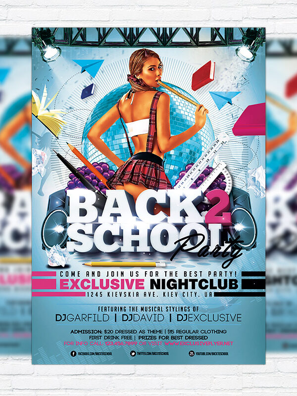 Back 2 School Party - Premium Flyer Template + Facebook Cover
