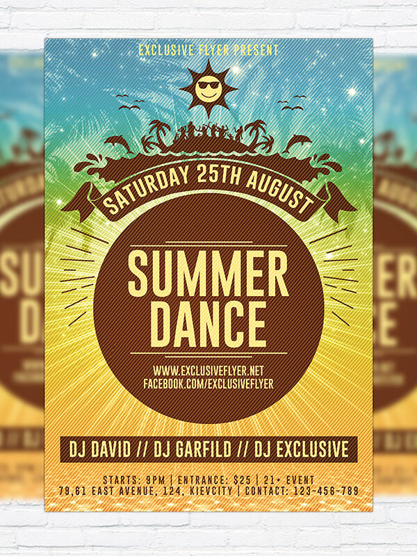 Summer Dance Party - Premium Flyer Template + Facebook Cover