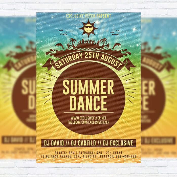 Summer Dance Party - Premium Flyer Template + Facebook Cover