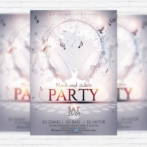 Black and White Party - Premium Flyer Template + Facebook Cover