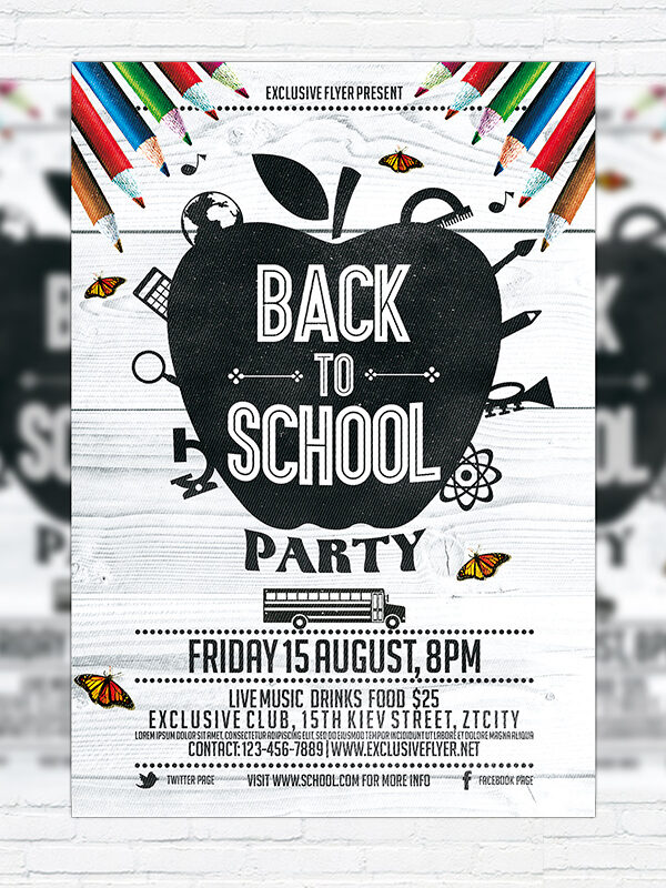 Back To School Party Vol.3 - Premium Flyer Template + Facebook Cover