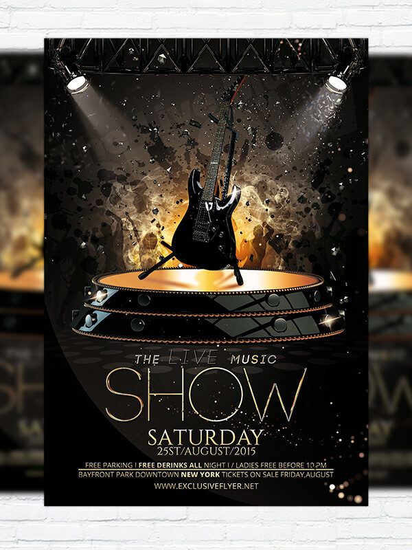The Live Music Show - Premium Flyer Template + Facebook Cover
