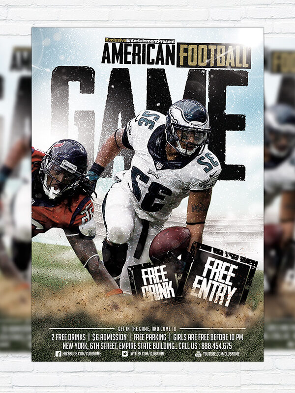 American Football Game - Premium Flyer Template + Facebook Cover