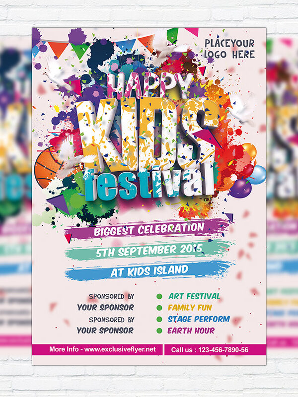 Kids Festival - Premium Flyer Template + Facebook Cover