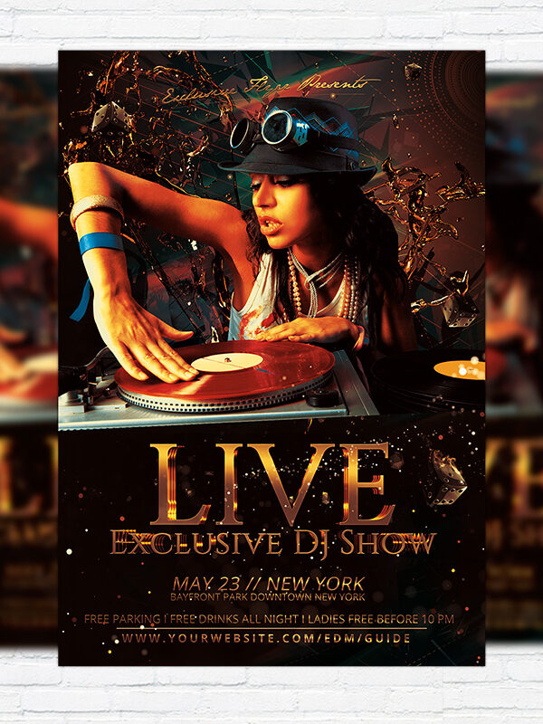 Exclusive DJ Live Show - Premium Flyer Template + Facebook Cover