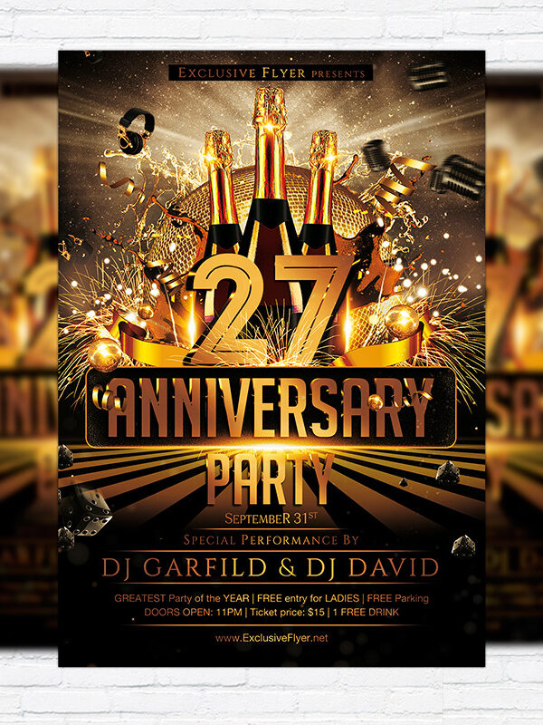 Anniversary Party - Premium Flyer Template + Facebook Cover