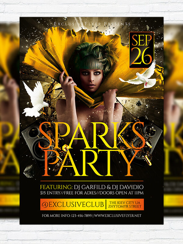 Sparks Party - Premium Flyer Template + Facebook Cover
