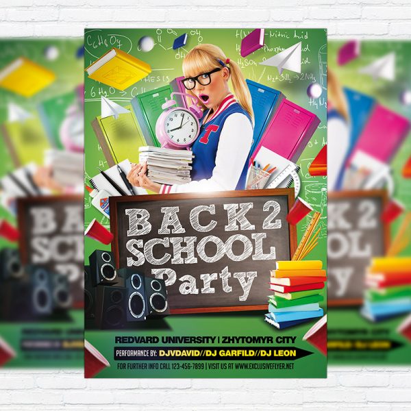 Back To School Party Vol.4 - Premium Flyer Template + Facebook Cover