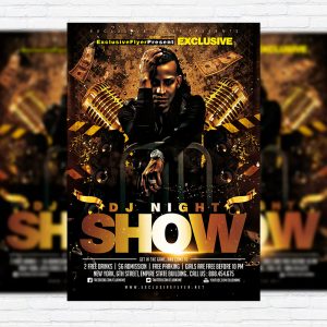 DJ Night Show - Premium Flyer Template + Facebook Cover