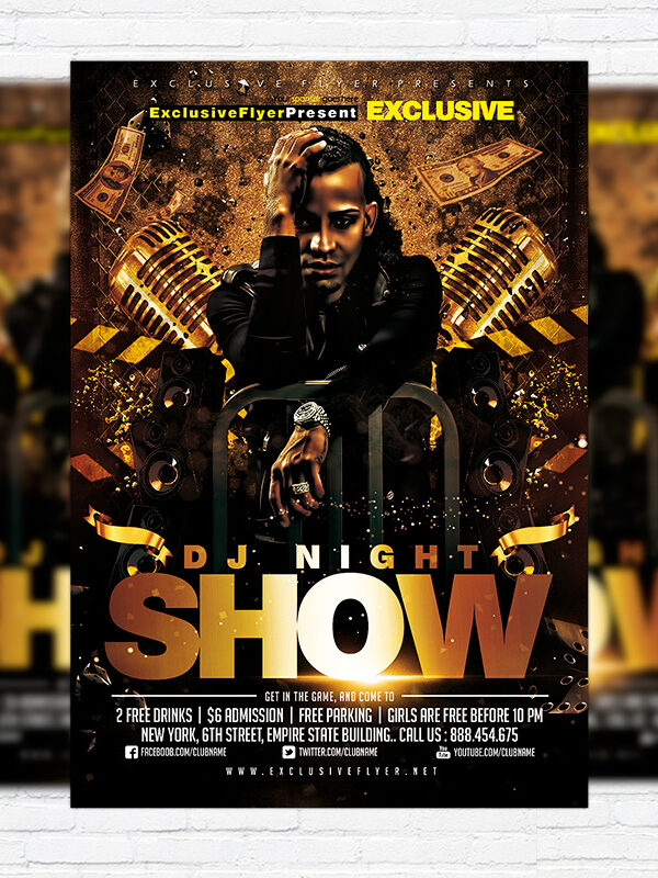 DJ Night Show - Premium Flyer Template + Facebook Cover