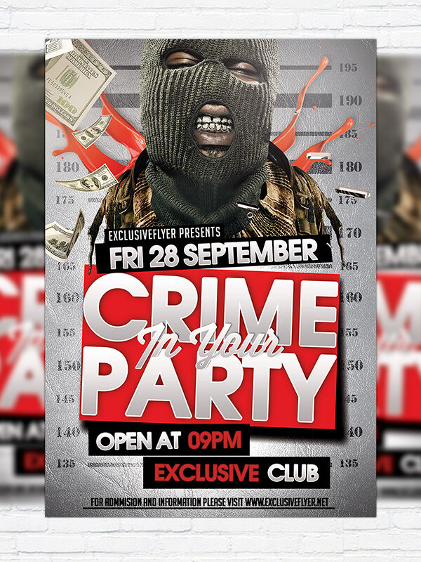 Crime Party - Premium Flyer Template + Facebook Cover