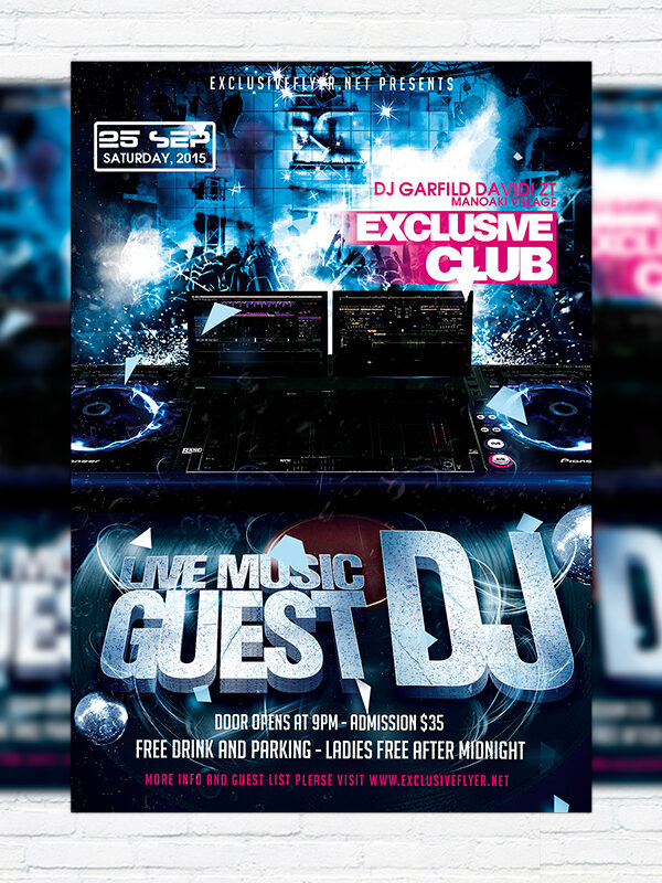 Guest DJ - Premium Flyer Template + Facebook Cover