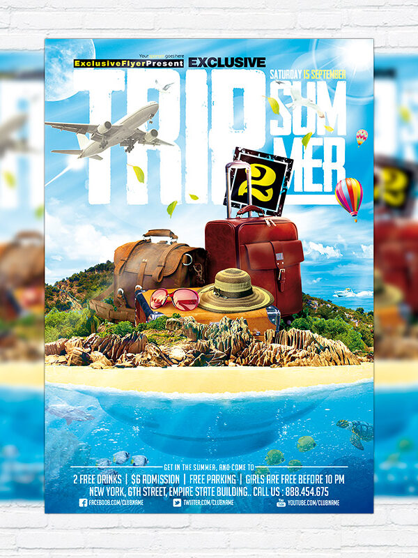 Trip 2 Summer - Premium Flyer Template + Facebook Cover