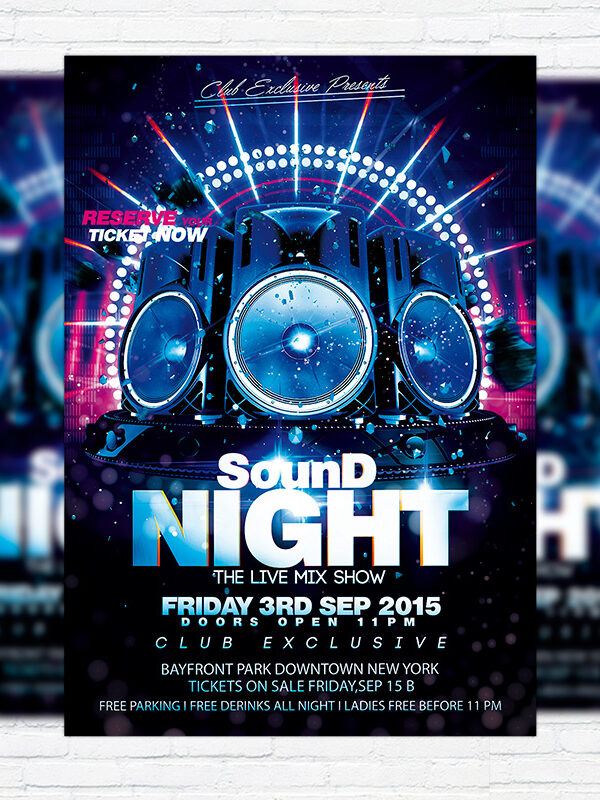 Sound Night - Premium Flyer Template + Facebook Cover