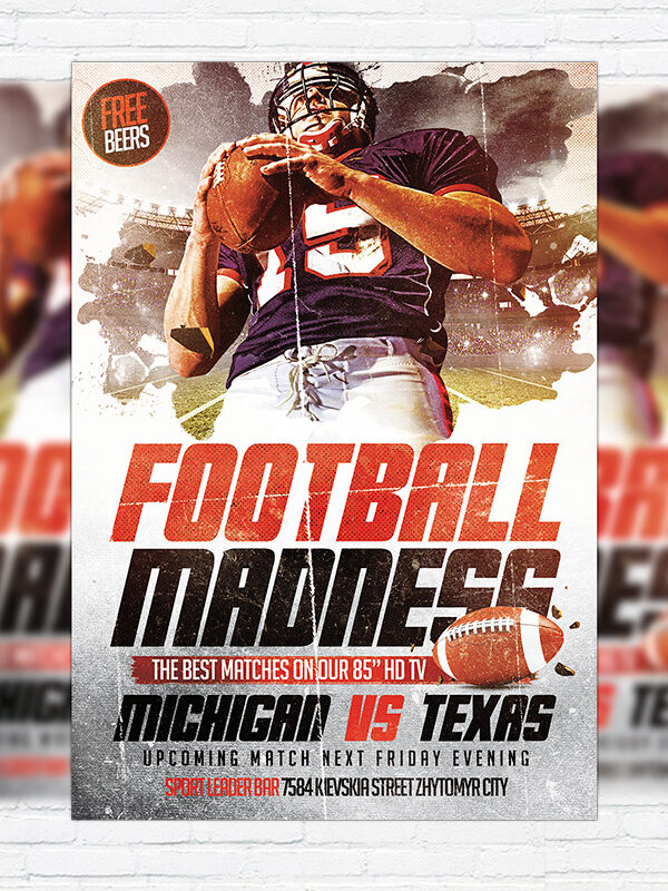 Football Madness - Premium Flyer Template + Facebook Cover