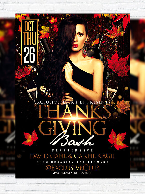 Thanksgiving Bash - Premium Flyer Template + Facebook Cover