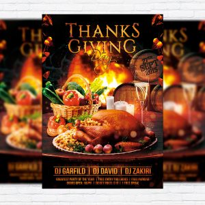Thanksgiving Day - Premium Flyer Template + Facebook Cover