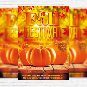 Autumn/Fall Festival - Premium Flyer Template + Facebook Cover