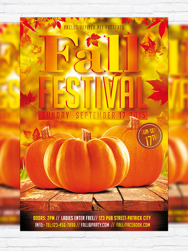 Autumn/Fall Festival - Premium Flyer Template + Facebook Cover
