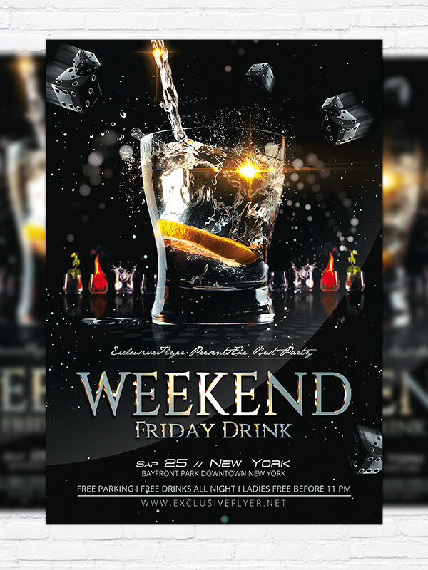 Weekend Friday Drink - Premium Flyer Template + Facebook Cover