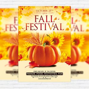 Fall Festival Party - Premium Flyer Template + Facebook Cover