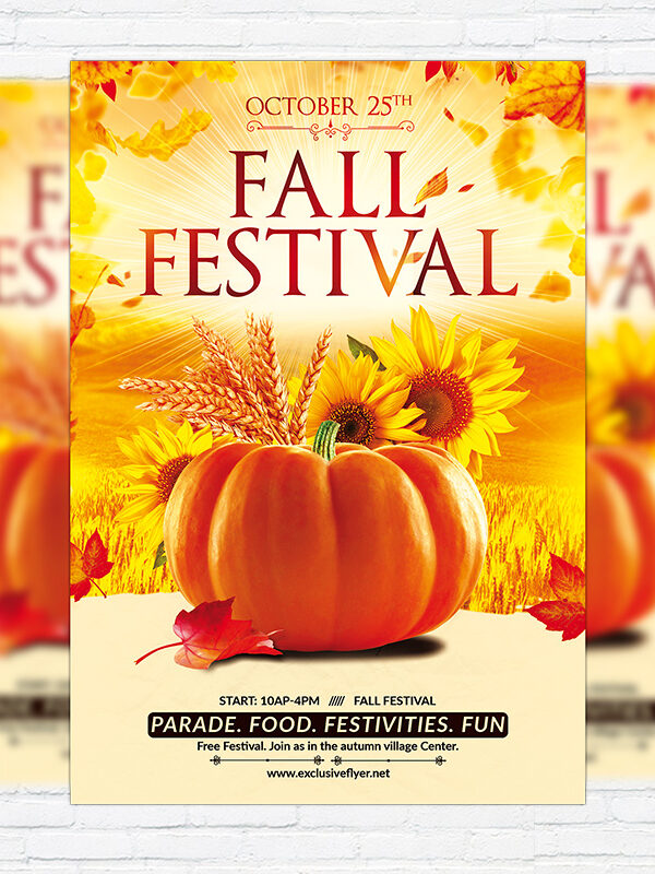 Fall Festival Party - Premium Flyer Template + Facebook Cover