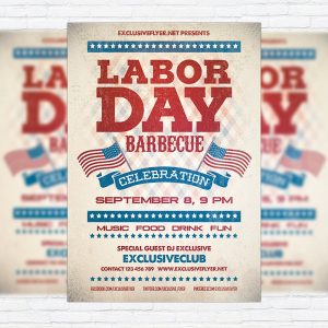 Labor Day Barbecue - Premium Flyer Template + Facebook Cover