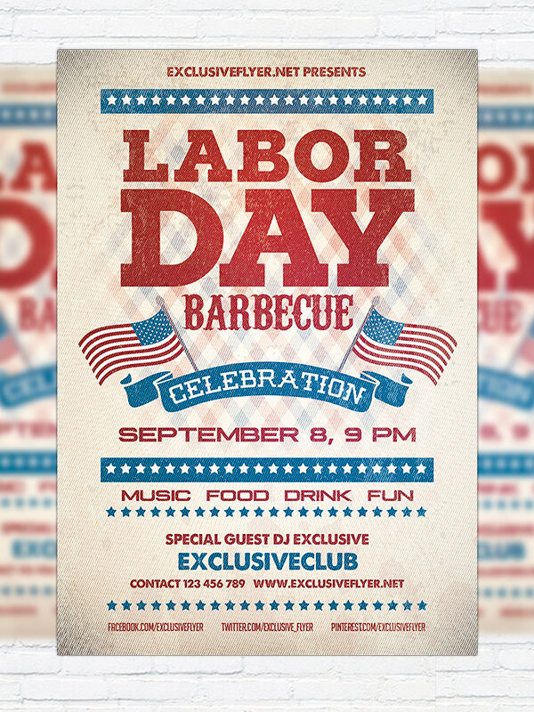Labor Day Barbecue - Premium Flyer Template + Facebook Cover