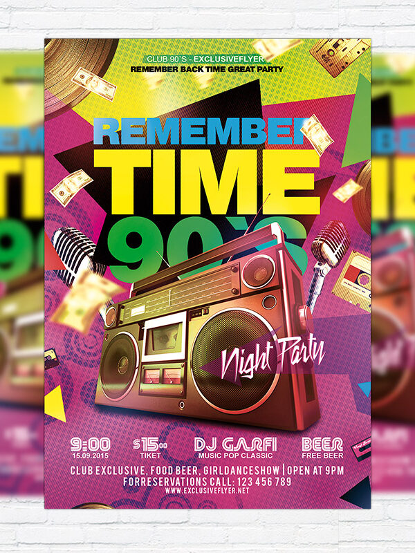 Remember Time 90's - Premium Flyer Template + Facebook Cover