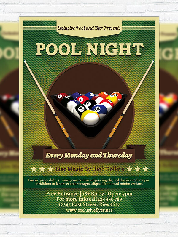 Pool Night - Premium Flyer Template + Facebook Cover
