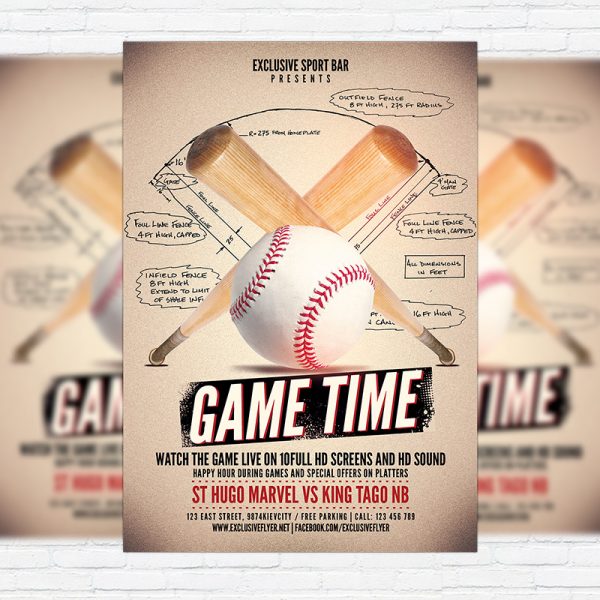 Baseball Game - Premium Flyer Template + Facebook Cover