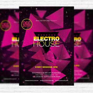 Electro House - Premium Flyer Template + Facebook Cover