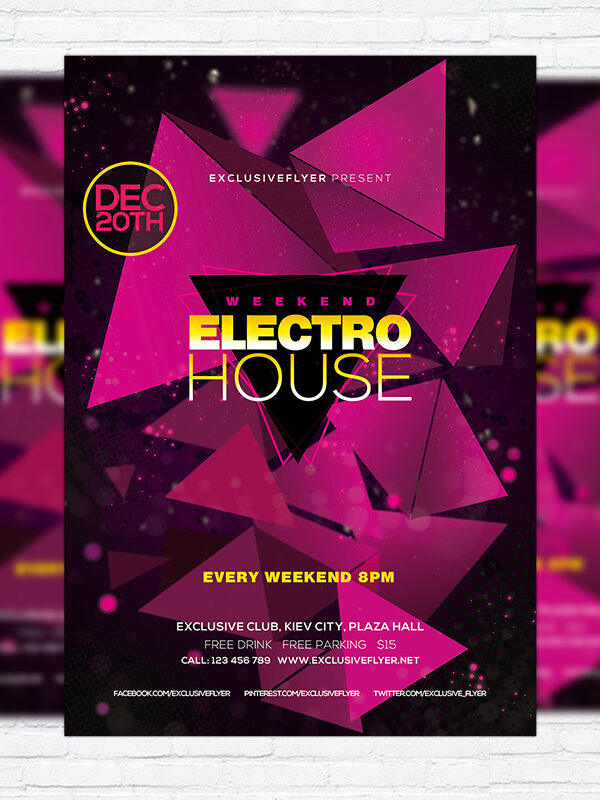 Electro House - Premium Flyer Template + Facebook Cover
