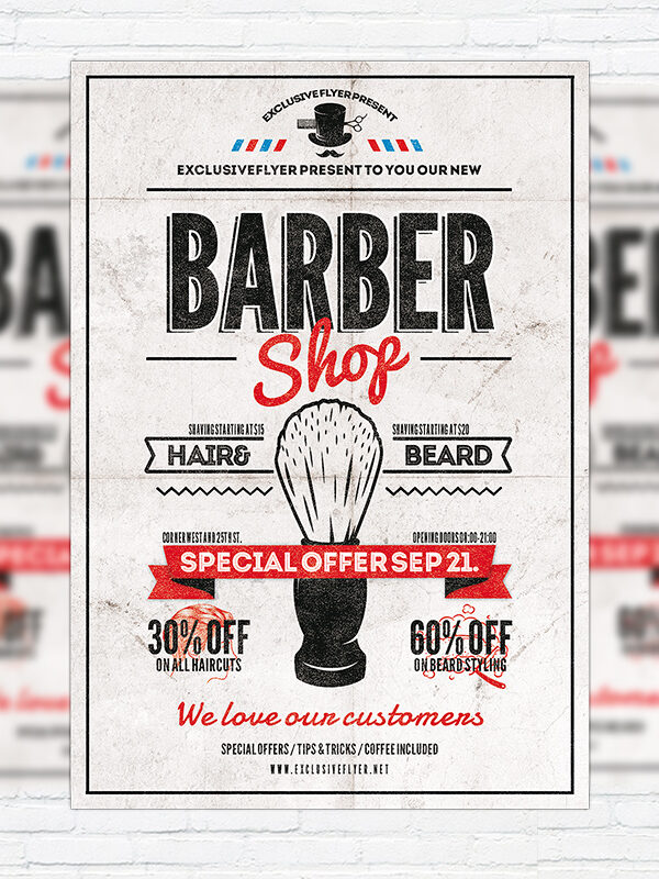 Barber Shop Vol.2 - Premium Flyer Template + Facebook Cover
